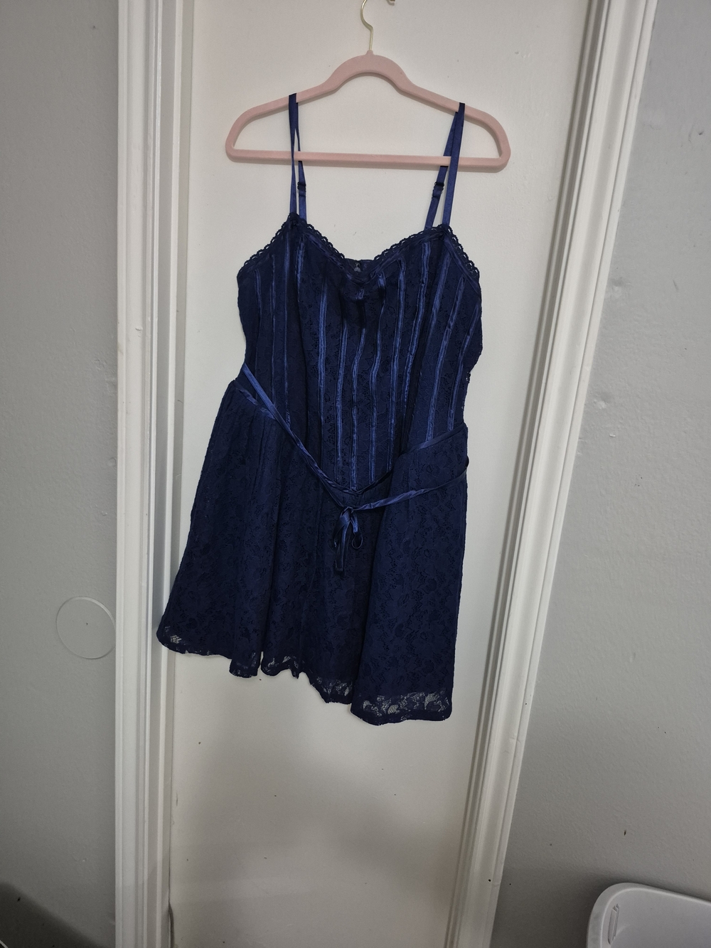 torrid Navy Blue Lace Basque-Waist Mini Dress - Picture 3 of 8